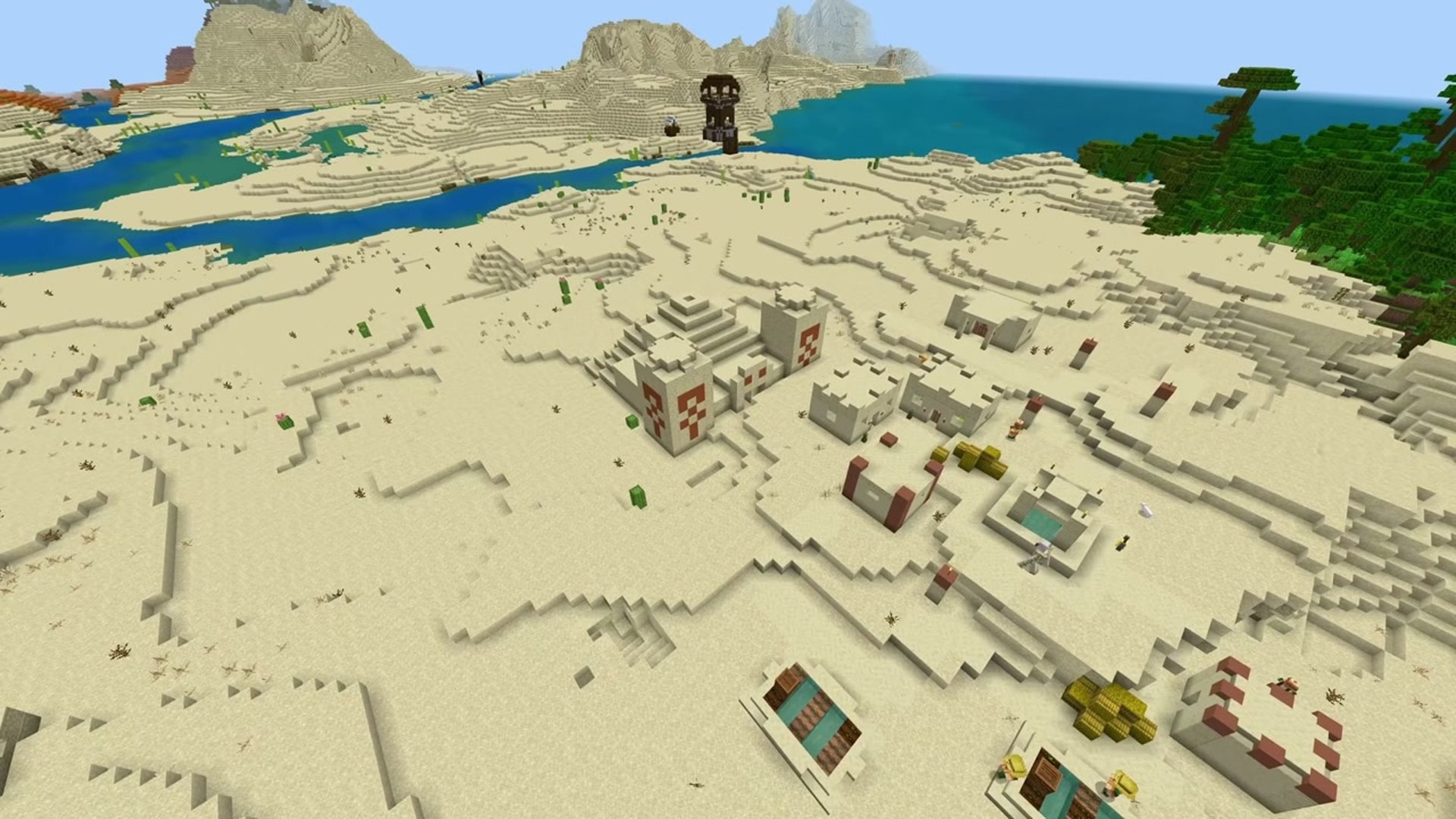 Desert temple outpost border village - minecraft seed 7533695317979087037