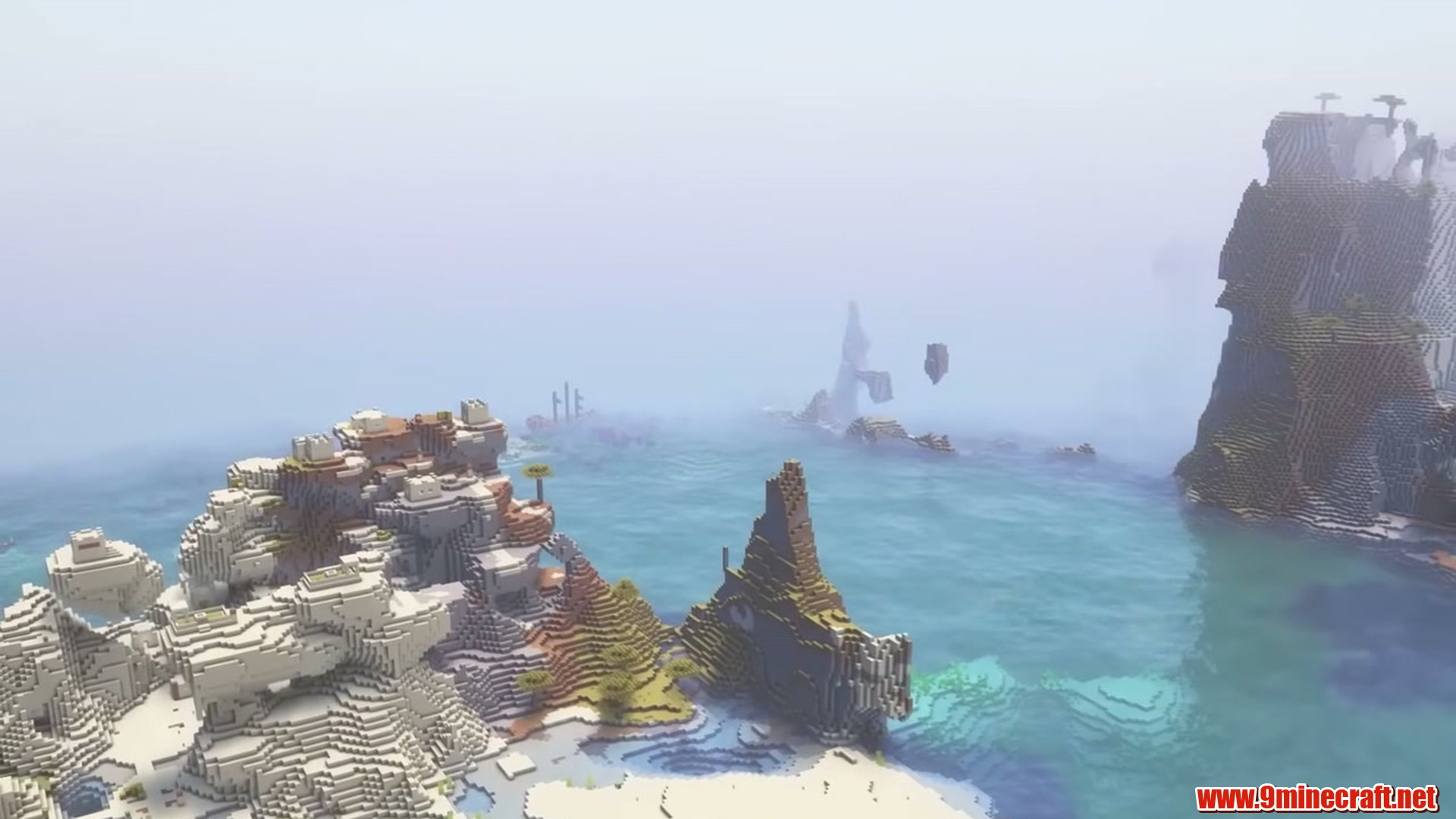Best Seeds For Minecraft (26.2, 1.21.11) Part 13 – Java/Bedrock Edition 17 Second landscape view of snowy coral bay and stone spires