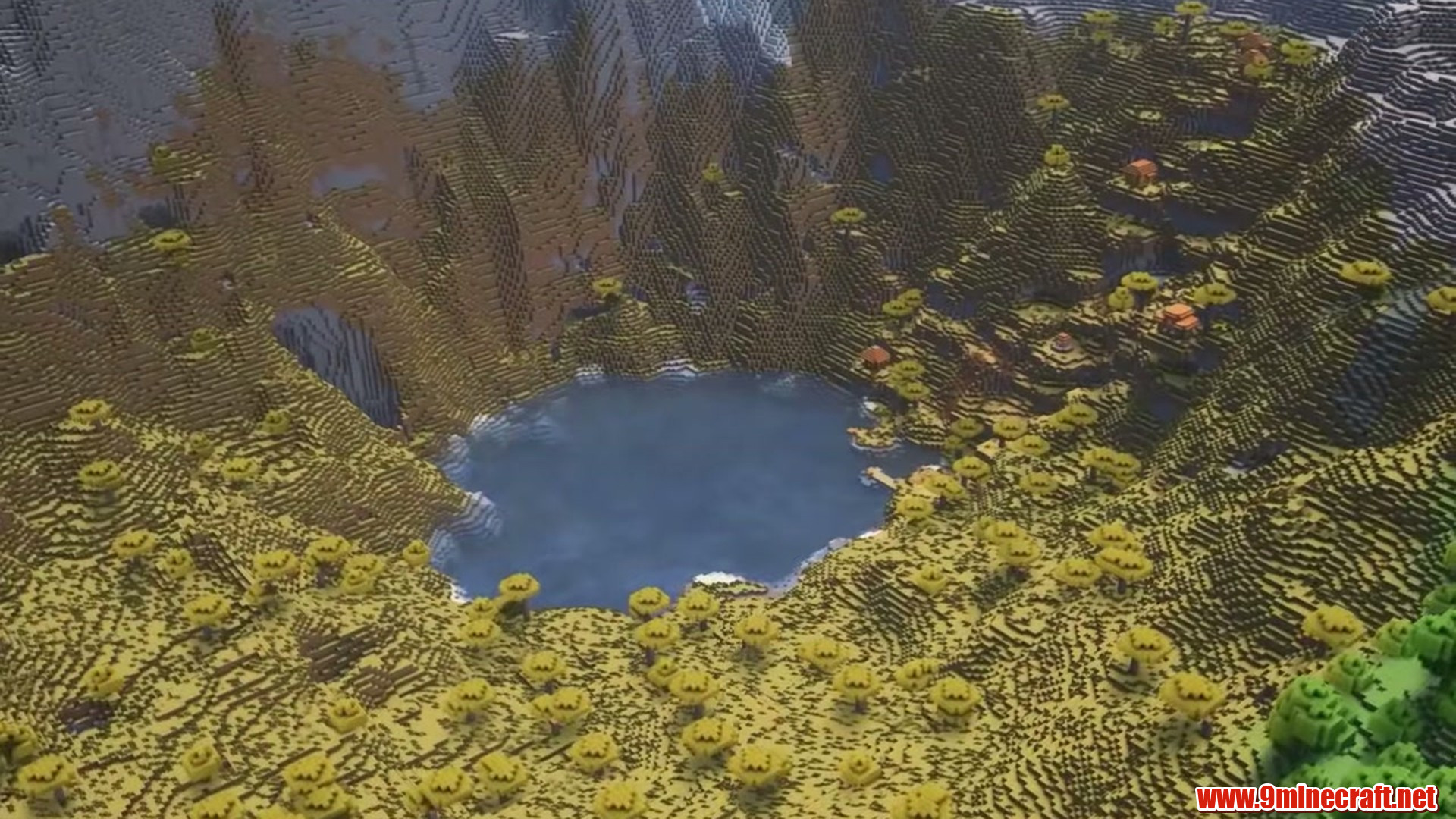 Best Seeds For Minecraft (26.2, 1.21.11) Part 13 – Java/Bedrock Edition 18 Savanna mountain lake in minecraft seed 6944173158031856