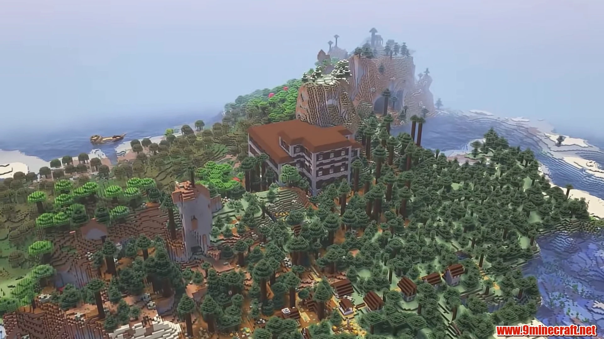 Populated dark forest island - minecraft seed 6942006543016286804