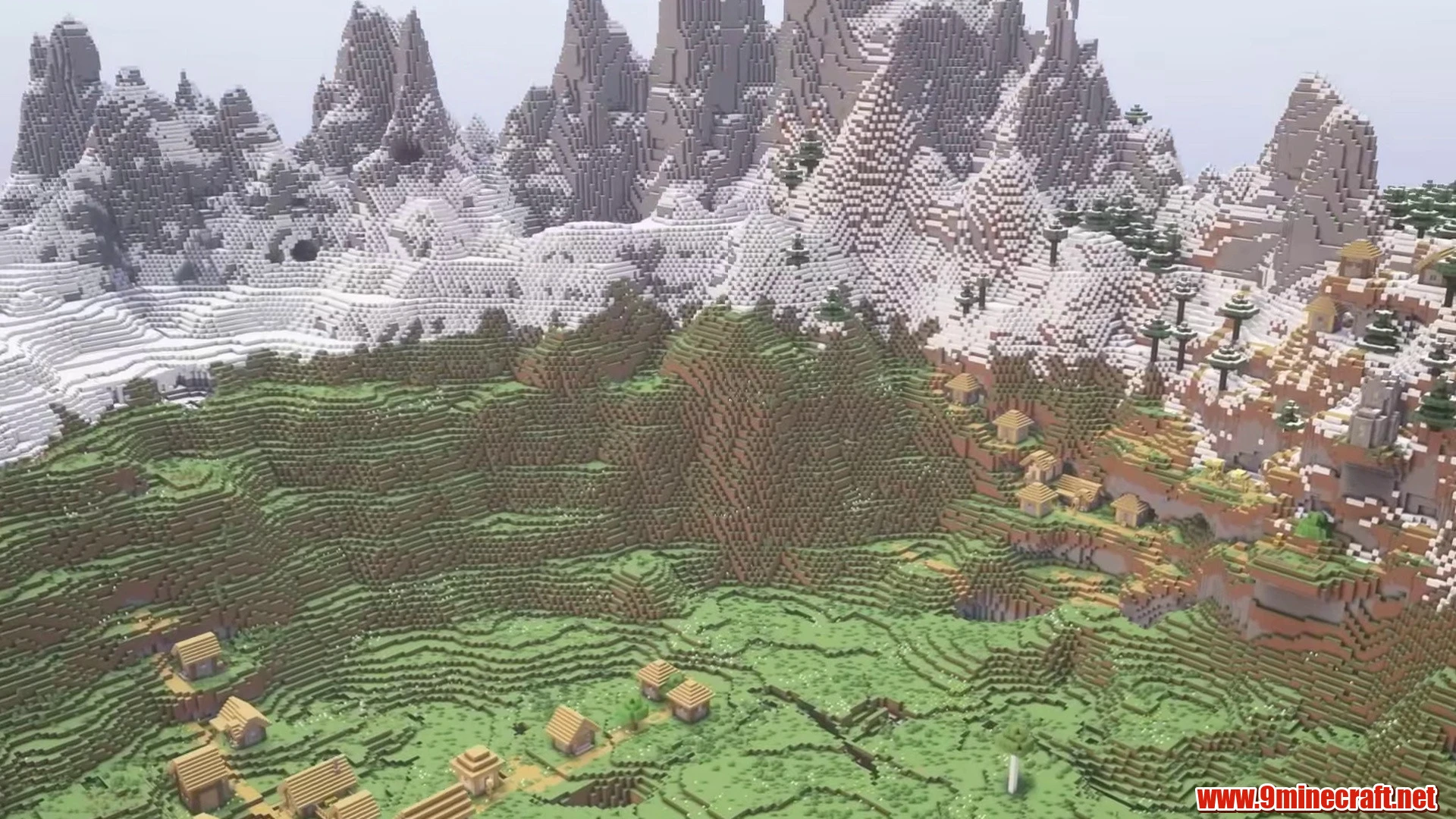 Glacial mountain basin village - minecraft seed 6944228132074671