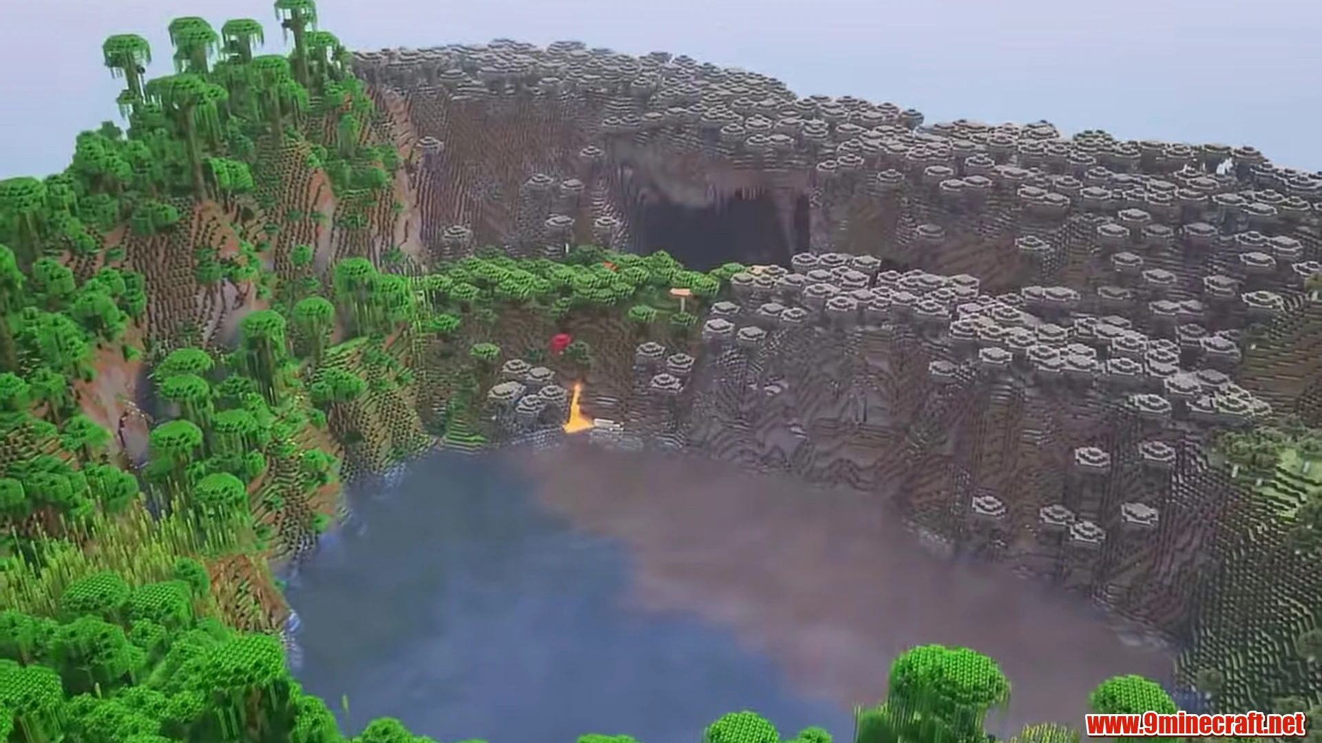Jungle stony peak caldera lake - minecraft seed 6942713542902106