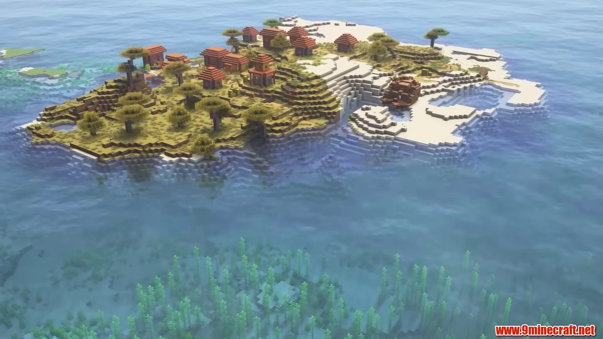 Tropical savanna village atoll - minecraft seed 6942694778299415233