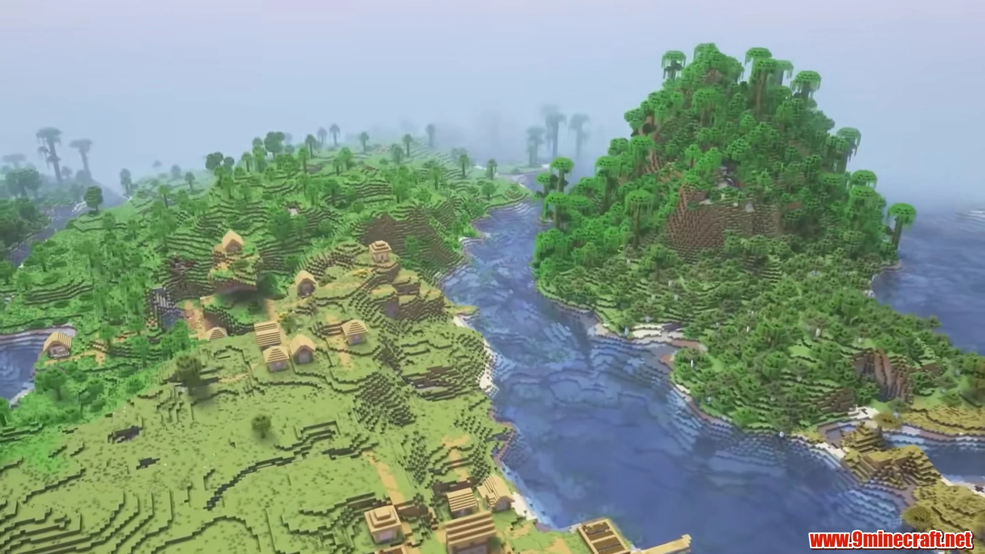 Jungle river estuary village - minecraft seed 6942694269589704718