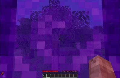 Boundless Realm Lockdown Data Pack (26.2, 1.21.1) – Lock Dimension Travel Until 2 A player standing inside a purple nether portal looking at a forest