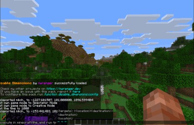 Boundless Realm Lockdown Data Pack (26.2, 1.21.1) – Lock Dimension Travel Until 7 The chat menu displays configuration settings for the dimension lockdown data pack