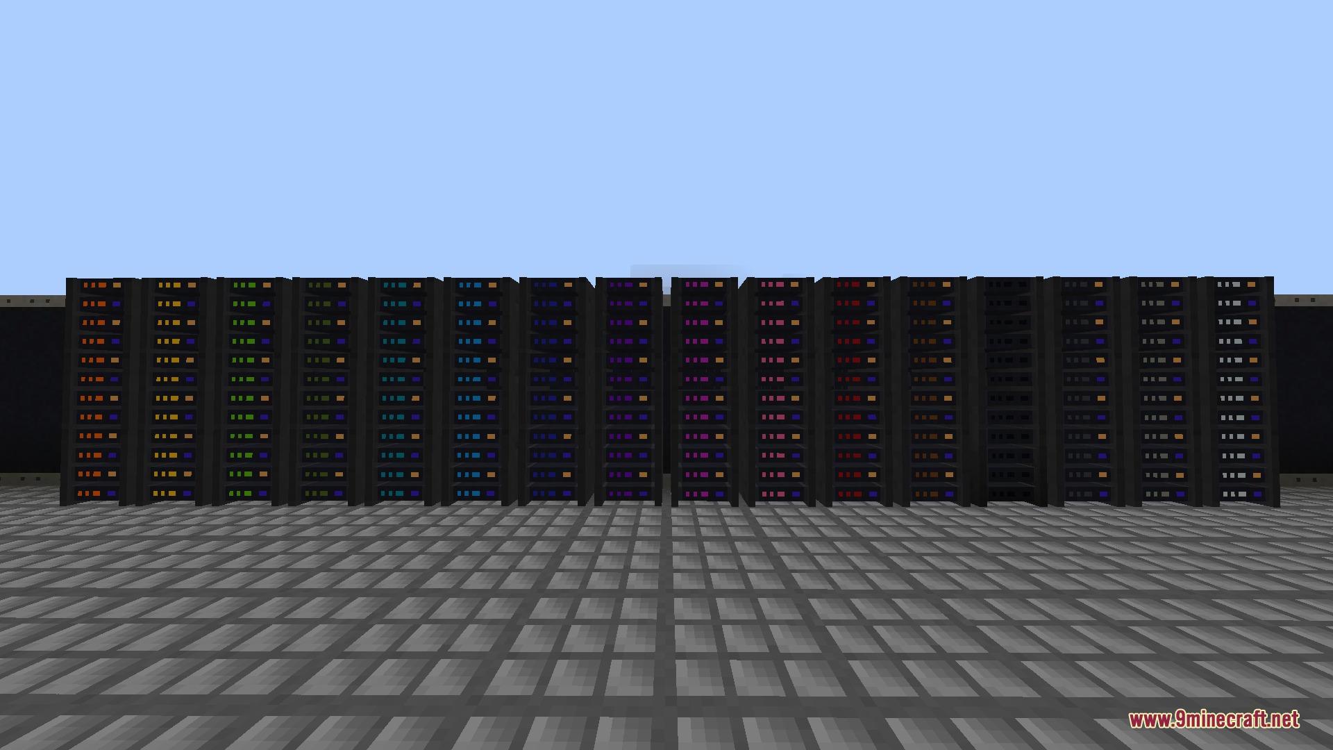 Breach Protocol Decor Mod (1.21.1, 1.20.1) – Build High-Tech Containment 6 Long row of glowing server racks inside a high tech facility