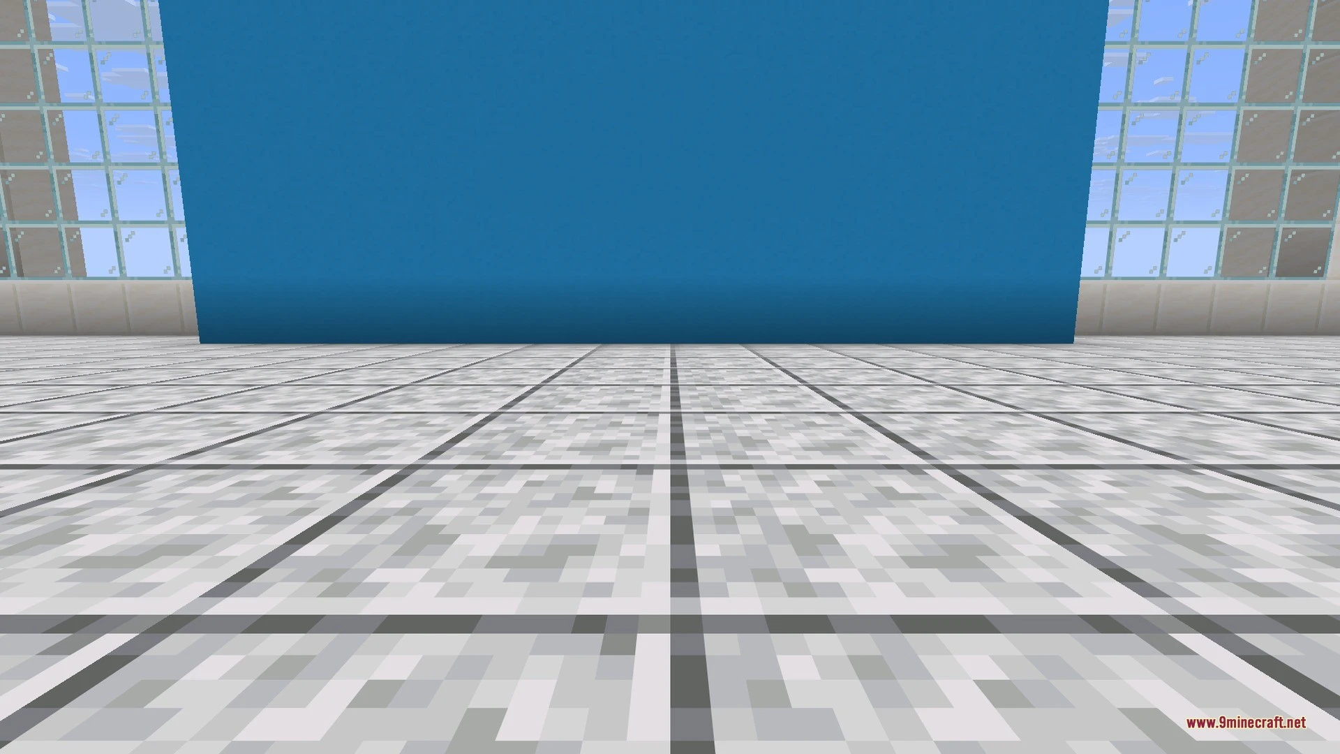 Chronos Counter Data Pack (1.21.11, 1.20.1) – Track Your World Days Right Above 2 A large room with a blue wall and white tiled floor blocks