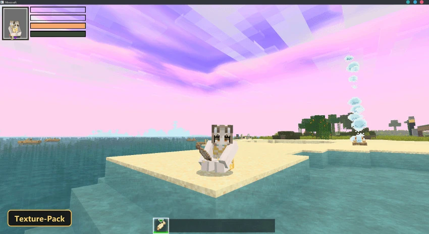 Player character with a sword in a grassy jungle biome, pink sky