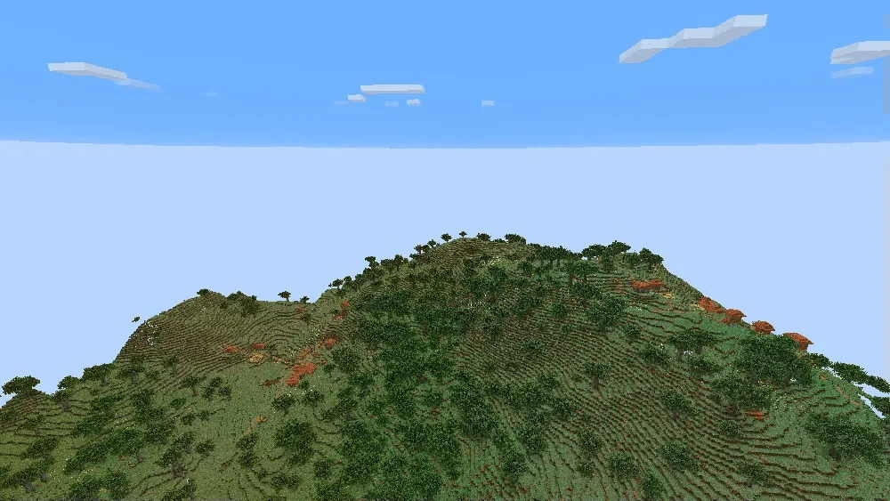 Horizon Relief Data Pack (1.21.11, 1.21.1) – Clear Views And Faster World 2 Wide open natural landscape with rolling green hills and trees in minecraft