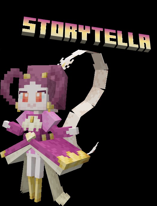 Mythic Fossil Fusions Data Pack (1.21.1) – Revive And Evolve Mythical Creatures 2 A pink and white magical character named storytella with a flowing cape