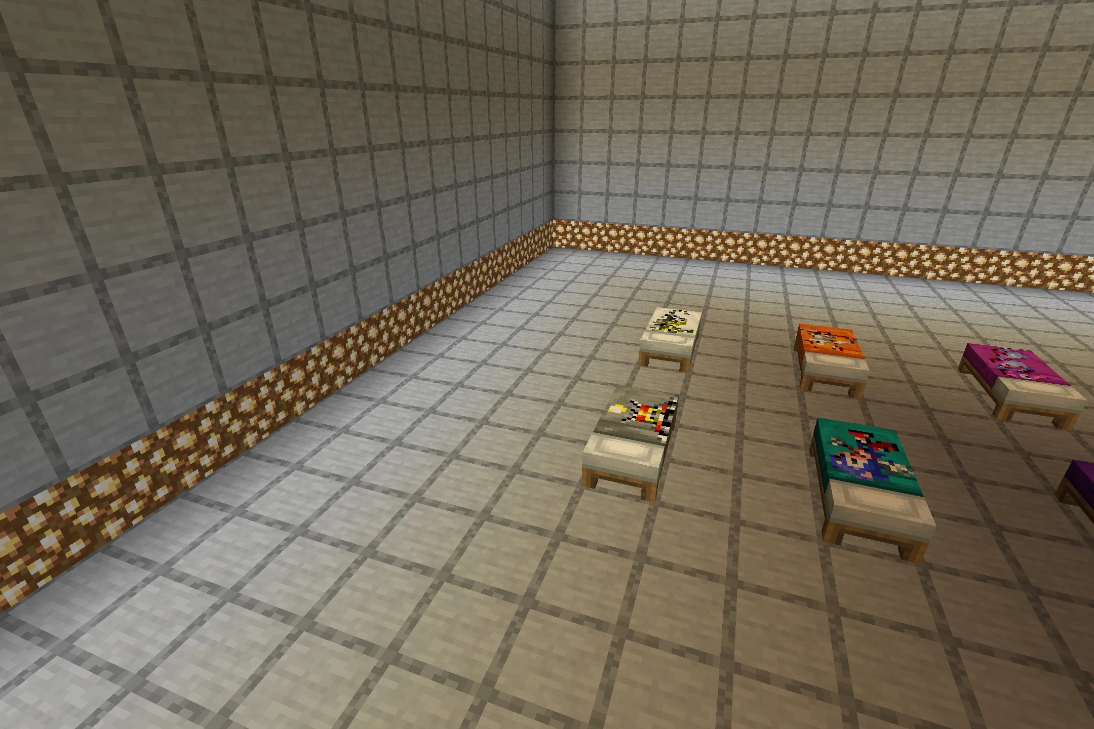 Sonic The Hedgehog Beds Resource Pack (26.3, 1.20.1) – Classic Sonic Pixel Art 6 Multiple minecraft beds featuring retro sonic character pixel art on blankets
