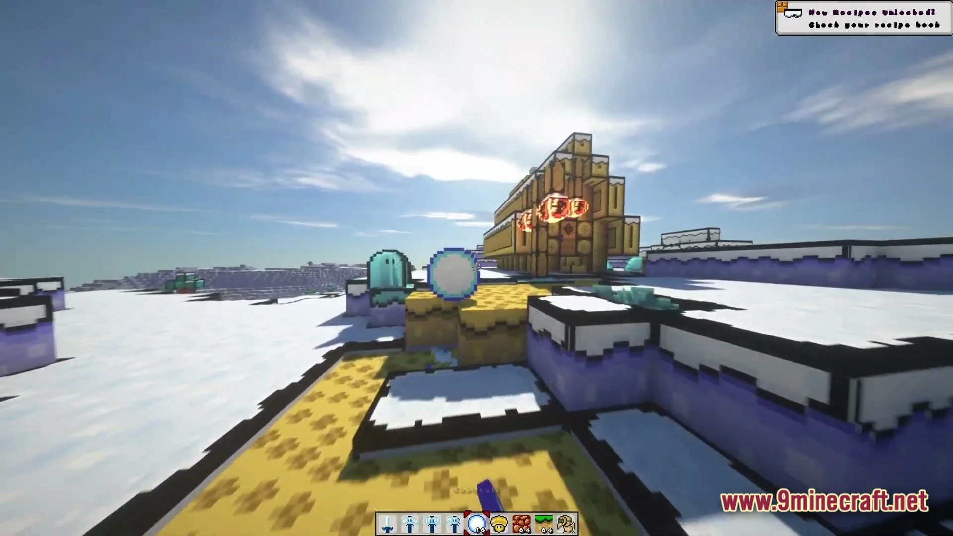 Triple Jump Portal Modpack (1.21.1) – Classic 3D Platformer Survival 6 A stylized snowy landscape featuring custom structures and mobs with a cel-shaded visual aesthetic