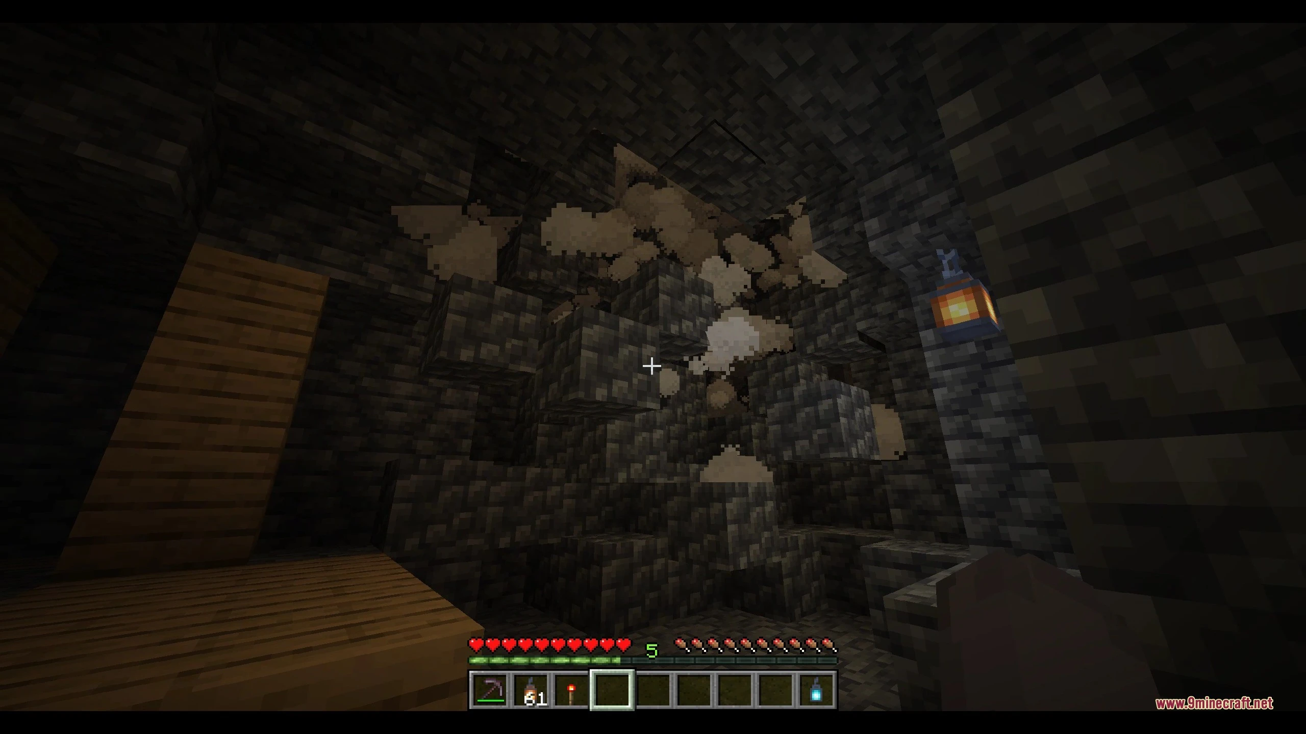 Unstable Depths Data Pack (1.21.11, 1.20.1) – Reinforce Deep Mines 3 Dangerous rockfall physics causing a ceiling collapse inside a dark underground cave