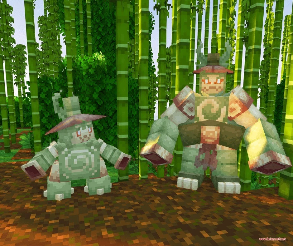 Untamed Frontier Chronicles Data Pack (1.21.1) – Catch And Raise New Custom 6 Untamed frontier chronicles adds two green stone golem creatures in a bamboo forest