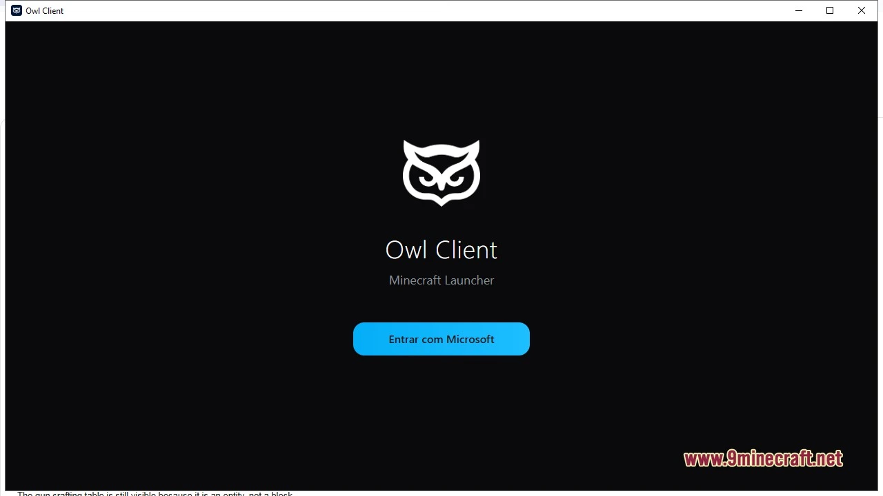 Owl Client (1.21, 1.8.9) – Standalone Launcher With Built-In Social Tools 3 The launcher on first run, asking you to sign in with a microsoft account before anything else opens