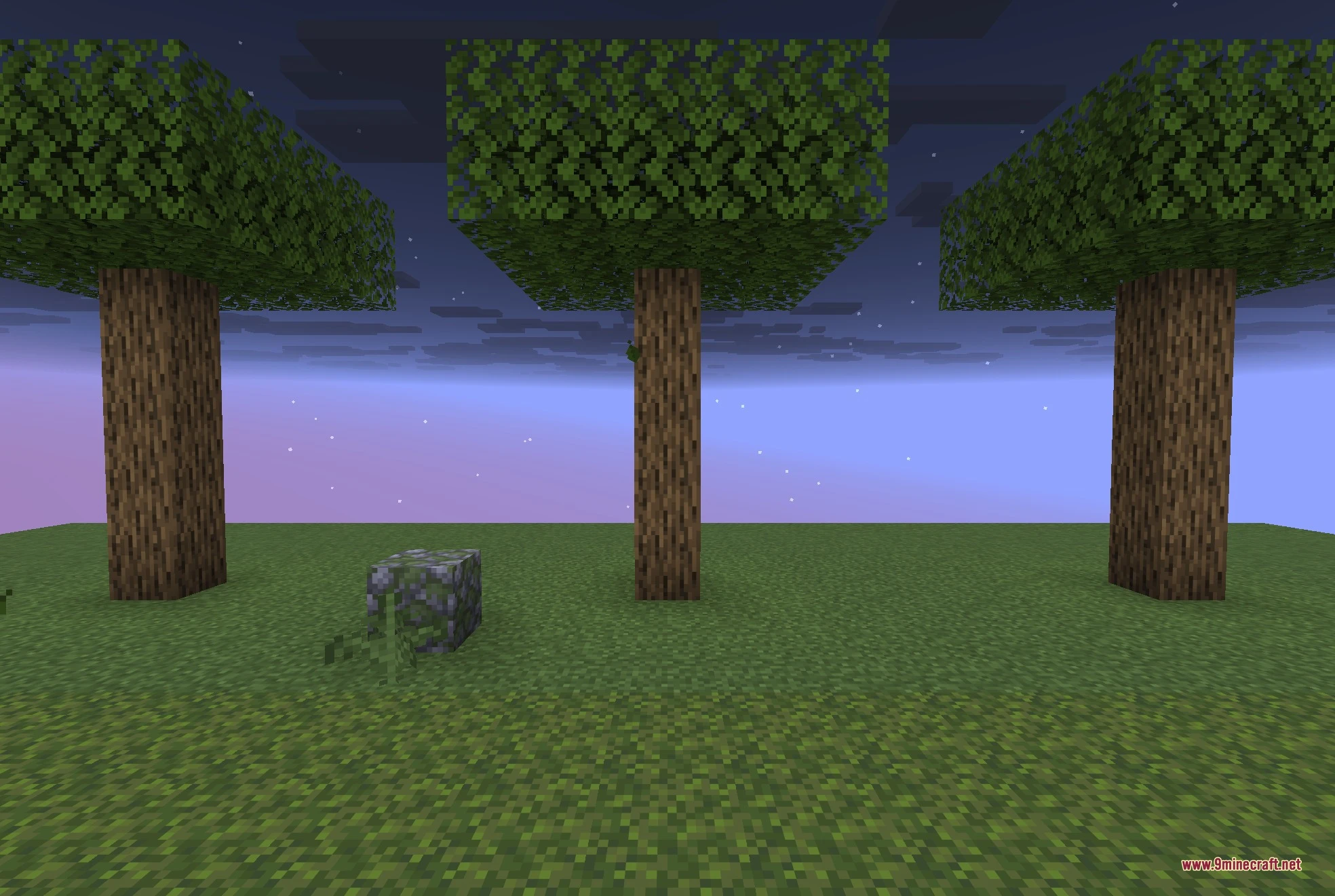 Creepers Revamped 9Minecraft Resource Pack (26.3) – Fresh Looks For Iconic Night Mobs 4 A creeper variant disguised as a mossy cobblestone block near oak trees