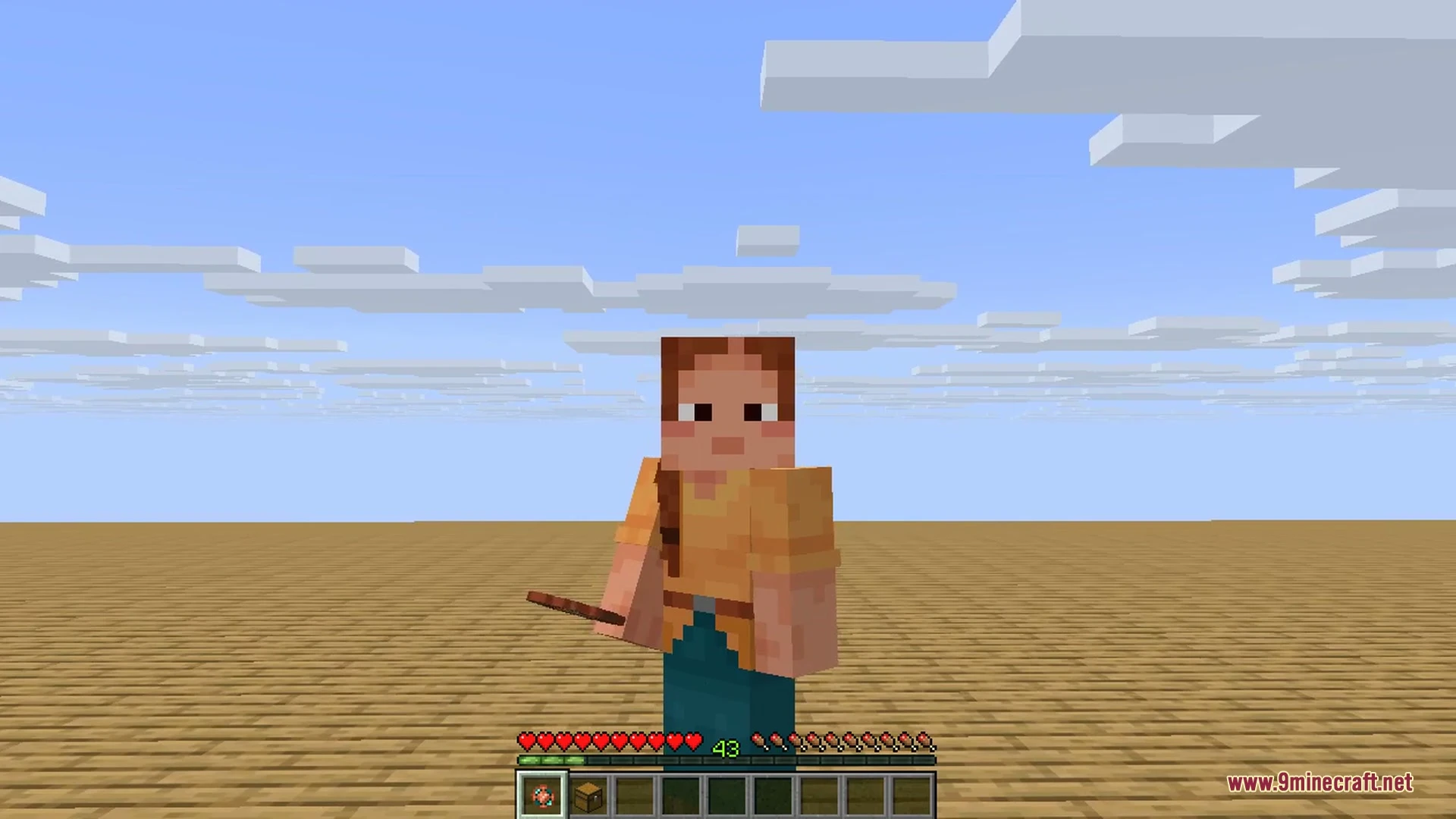 Interactic 9Minecraft Mod (26.3) – Pick Up Dropped Items Directly And Throw Weapons 7 Charging a throw, with the power value above the hotbar