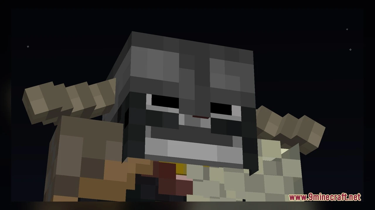 Viking Armory Resource Pack (26.3, 1.21.11) – Rugged Norse Battle Gear 2 Close up of a minecraft character wearing a detailed viking helmet with horns
