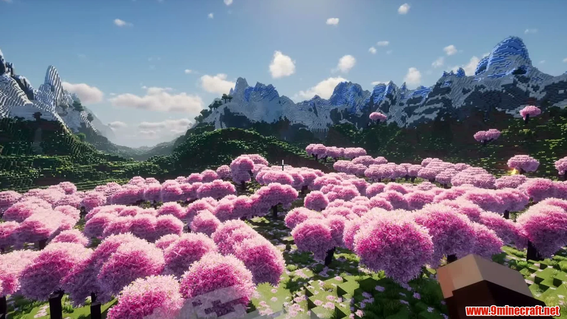 Top 10 Awesome Natural Landscape Seeds For Minecraft 26.2 – Java &Amp; Bedrock Edition 14 Alpine cherry blossom caldera & snowy rim - minecraft seed -9057106438652214955