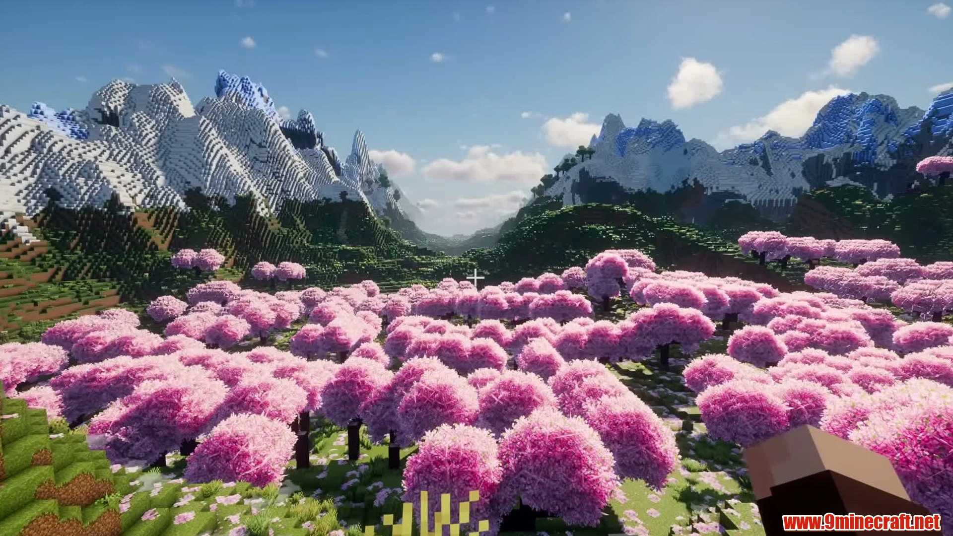 Top 10 Awesome Natural Landscape Seeds For Minecraft 26.2 – Java &Amp; Bedrock Edition 15 Alpine cherry blossom caldera & snowy rim - minecraft seed -9057106438652214955