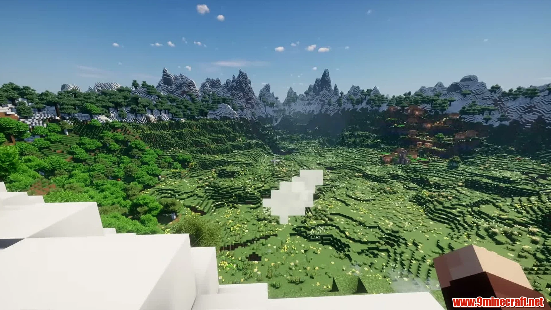 Top 10 Awesome Natural Landscape Seeds For Minecraft 26.2 – Java &Amp; Bedrock Edition 20 Enclosed meadow caldera & mountain slopes village - minecraft seed 6487992