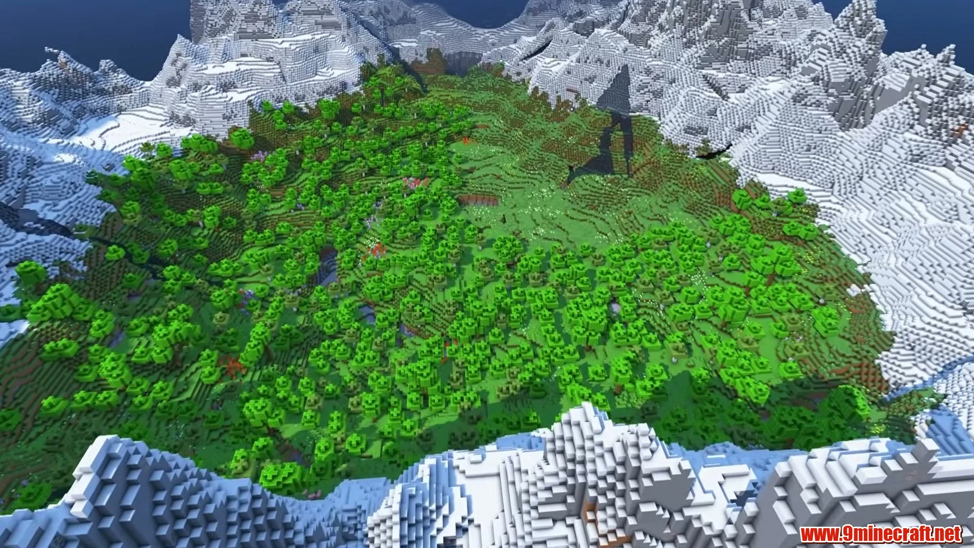 Top 10 Ultimate Building Canvas Seeds For Minecraft 26.2 – Java &Amp; Bedrock Edition 3 Enclosed mountain valley & alpine forest - minecraft seed 1142225463088384839